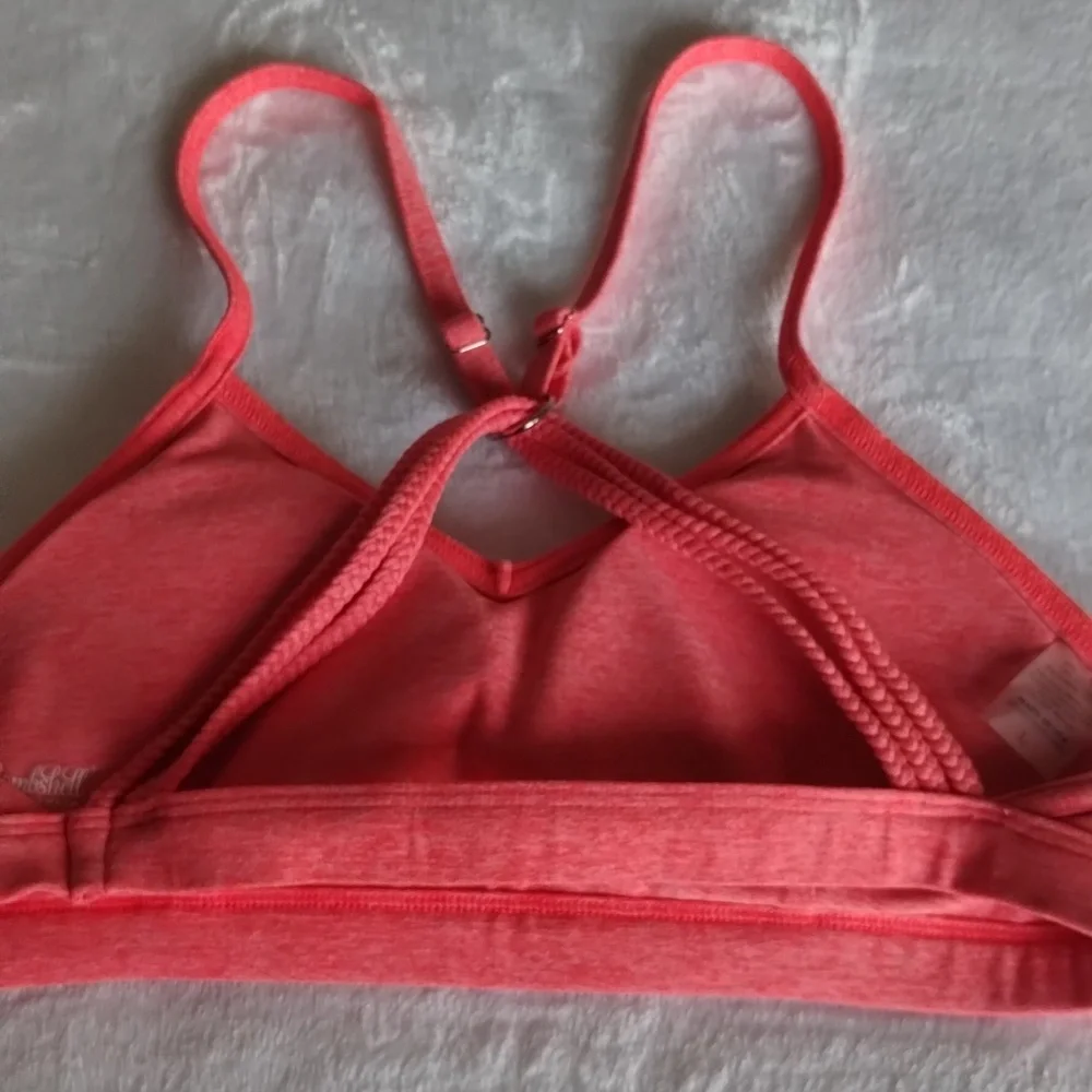 Bombshell Braided Back Heathered Coral Sports Bra Top 🍑